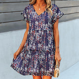 Purple Floral Casual Dress