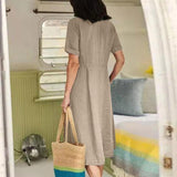 Solid Color Loose High Waist Cotton Linen Dress