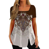 Ethnic Button Short Sleeve Top