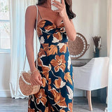 Mixed Color Print Slip Dress