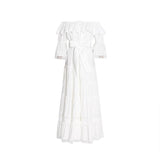 Bubble sleeve short sleeve ruffle dress