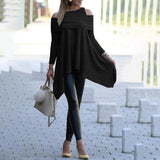 Off-Shoulder Solid Threaded Loose Sweatshirt