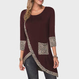 Leopard Print Crew Neck Long Sleeve Shirt