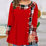 Plus Size Chic Neck Loose Long Sleeve T-Shirt