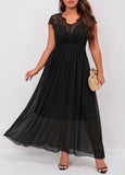 Plus Size Lace Patchwork Black Dress