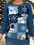 Christmas Pattern Snowman Print Top