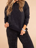 Crystals Hoodied Sweatshirt & Wide Leg Pants