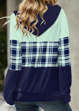 Multi Color Zipper Tartan Print Long Sleeve Hoodie