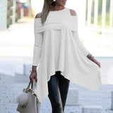 Off-Shoulder Solid Threaded Loose Sweatshirt