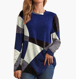 Geometric Contrast Print Long Sleeve Oversized T-Shirt