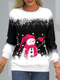 Christmas Pattern Snowman Print Top