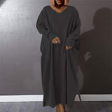 Basic Solid Color Plus Size Casual Maxi Dress