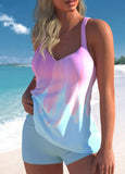 Petal Print Pink Ombre Tankini Set