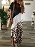 Casual Short Sleeve Leopard Print Loose Dress