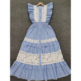 Lace patchwork ruffle dress