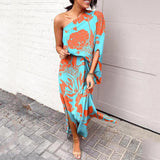 Loose Cold Shoulder Print Dress