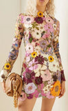 Three-dimensional flower wrap hip sexy dress