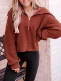 Solid Zipper Up Fashion Casual Sweater