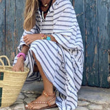 Striped Print Puff Sleeve Dress