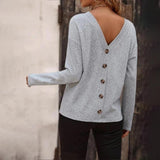 Reversible Long Sleeve Solid Knit Sweater Top