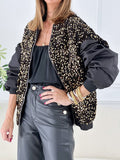 Sequin Patchwork Zip Up Bomber Jacket