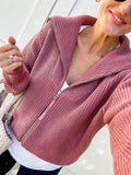 Solid Zipper Up Fashion Casual Sweater