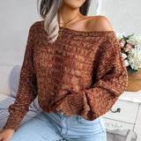 Off Shoulder Long Sleeve Knitted Sweater