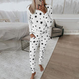 Star Print Long-sleeved Casual Home Service Set