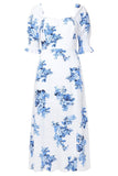 Linen Blend Floral Dress