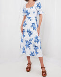 Linen Blend Floral Dress