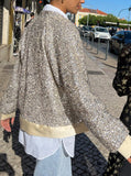 Silver Sequin Zip Jacket