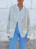 Silver Sequin Zip Jacket