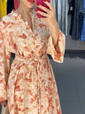 Floral Shirt Waist Tie Dress