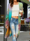 Knitted Sweater Loose Rainbow Cardigan