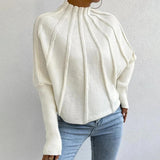 Cream White Reverse Seam Dolman Sleeve Sweater