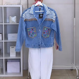 Cool Heavy Nail Drill Denim Jacket