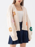 STITCH FLOWERS HAND-KNIT CHUNKY CARDIGAN