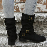 2023 Fall and Winter New Round Toe Flat Smoke Boots