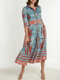 Retro Casual Boho Print Dress