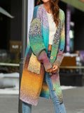 Knitted Sweater Loose Rainbow Cardigan