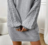 Gray Cold Shoulder Knit Sweater Dress