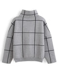 Grid Turtleneck Sweater In Grey