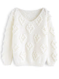 Knit Your Love V-Neck Sweater In White