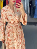 Floral Shirt Waist Tie Dress