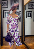 Purple Floral Printed Midi Dress