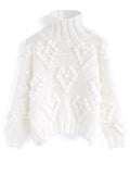 Knit Your Love Turtleneck Sweater In White