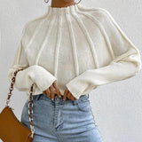 Cream White Reverse Seam Dolman Sleeve Sweater