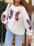 White Cotton Floral Top