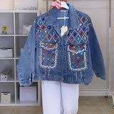 Cool Heavy Nail Drill Denim Jacket