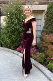 Burgundy Velvet Party Dress